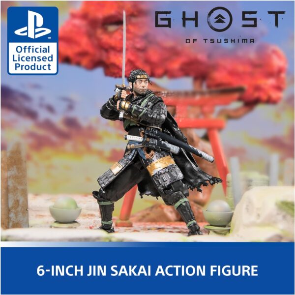 PlayStation, Ghost of Tsushima, 6” Jin Sakai Samurai Action Figure & 2 Accessories, The Shapes Collection, for PS5 Fans & Collectors Ages 17+ - Image 2